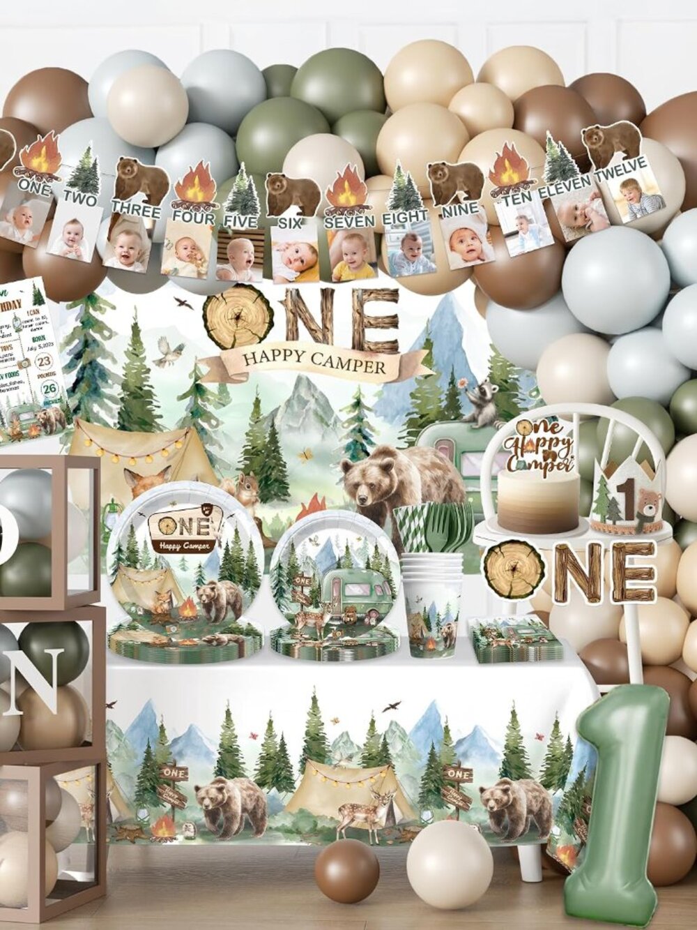 230Pcs 1st Birthday Decorations, All-in-One Set for 20 Guests